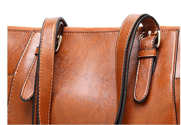 MAOSI Damen Lederhandtasche – Große Handtasche aus geöltem Wachsleder