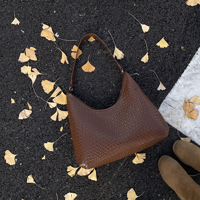 MAOSI Damen Schultertasche – Retro Tasche im Schlangenleder-Look